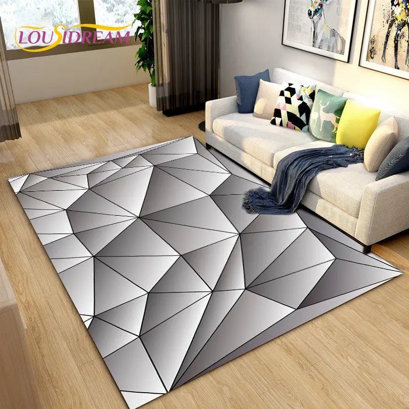 3D Abstract Geometric Visual Illusion Area Rug - Modern Inspired