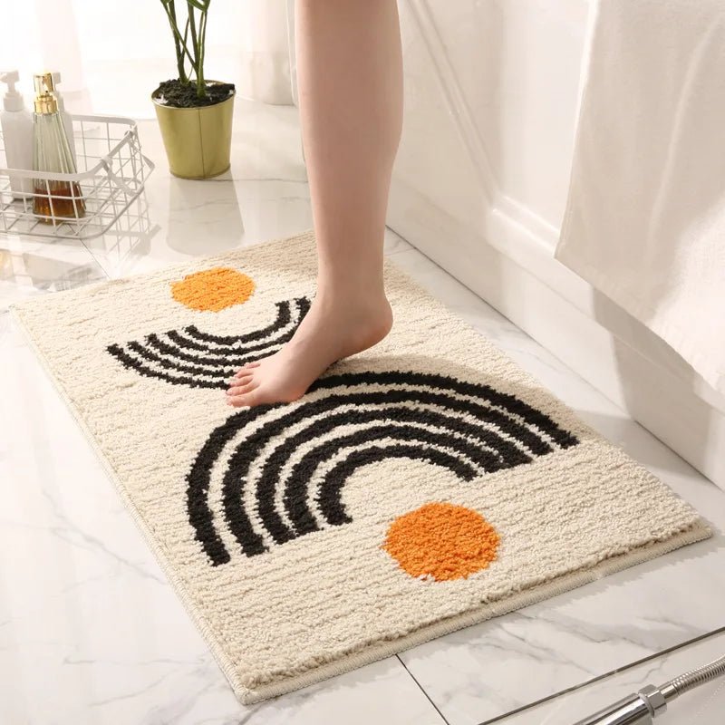 Inyahome Boho Luxury Soft Bath Rugs for Bathroom Microfiber Soft Non-Slip Bath Mats for Tube Washable Bath Carpet Plush Fluffy