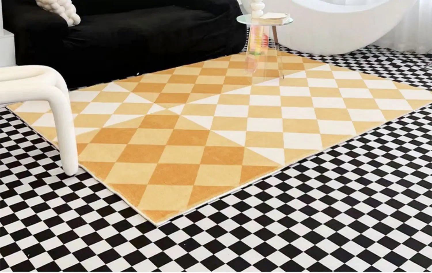 Classic Fashion Checkerboard Easy Care Living Room Rug