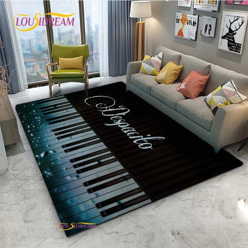 Vintage Black Music Notes Vinyl Carpet for Multi Use