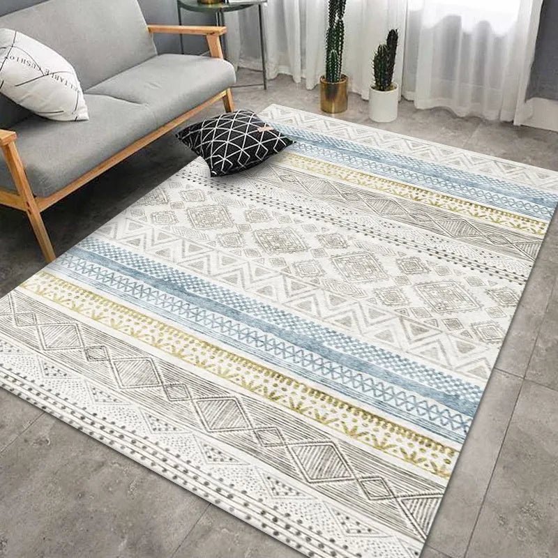 Crystal Velvet Moroccan Bohemian Line Living Room Rug - Retro Nordic Style