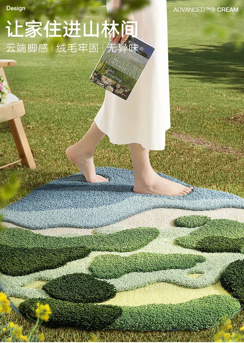 Non Slip Thickened plush Moss Bedroom Carpet