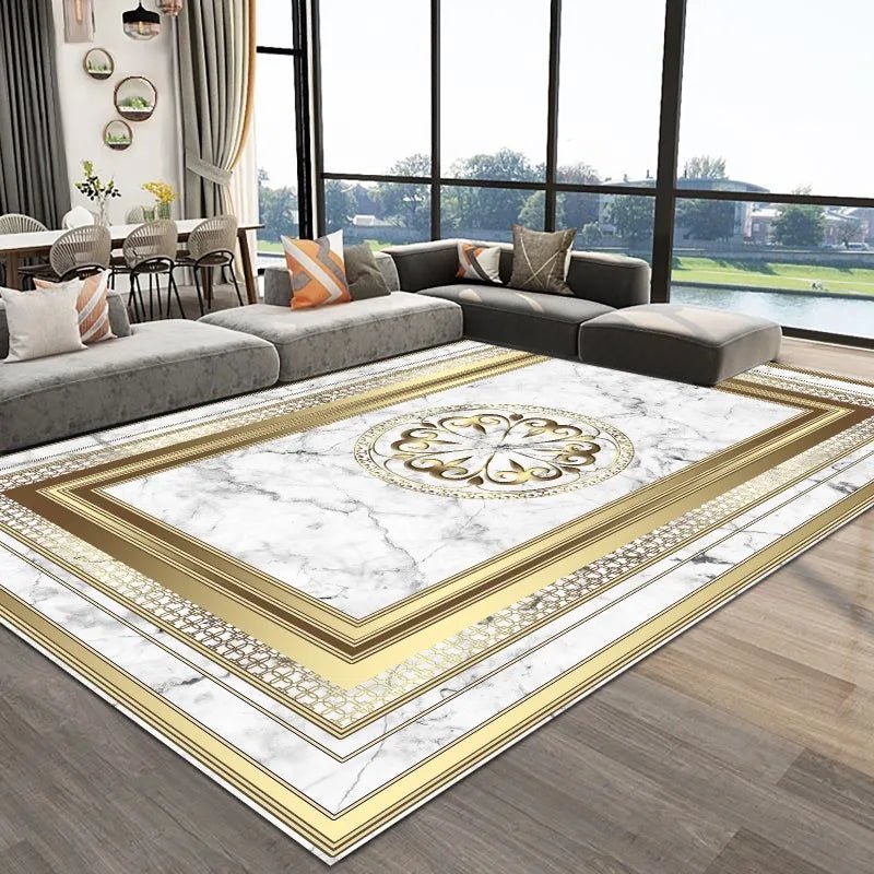 Luxury Europe Living Room Carpets Geometric Gold Rugs for Bedroom