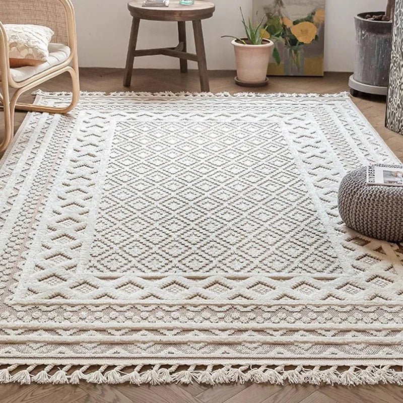 Moroccan Vintage Hand Woven Tassel Rug