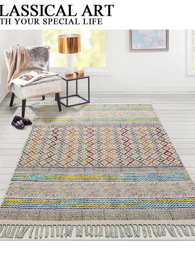 Bohemia Mandala Carpets For Living Room  - Tassel Cotton Bedroom Morocco