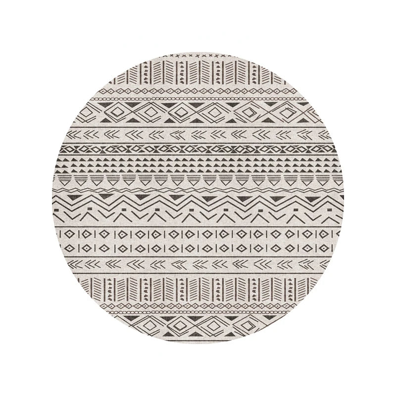 Morocco Round Lounge Chair Area Rug - Soft Non-Slip Light Color