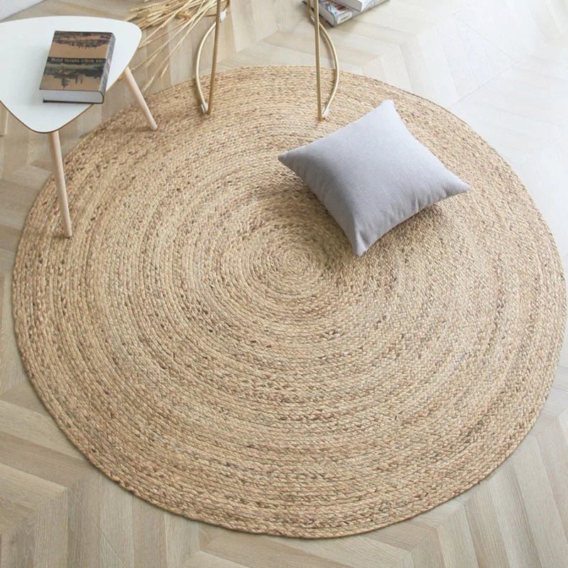 Japan Style Rattan Round Carpets For Living Room - Hand Woven Slip Mats