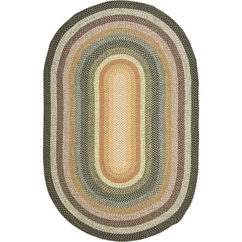Braided Collection Area Rug - 9' x 12' Oval, Multi, Handmade Country Cottage Reversible, Ideal for High Traffic Areas in Living