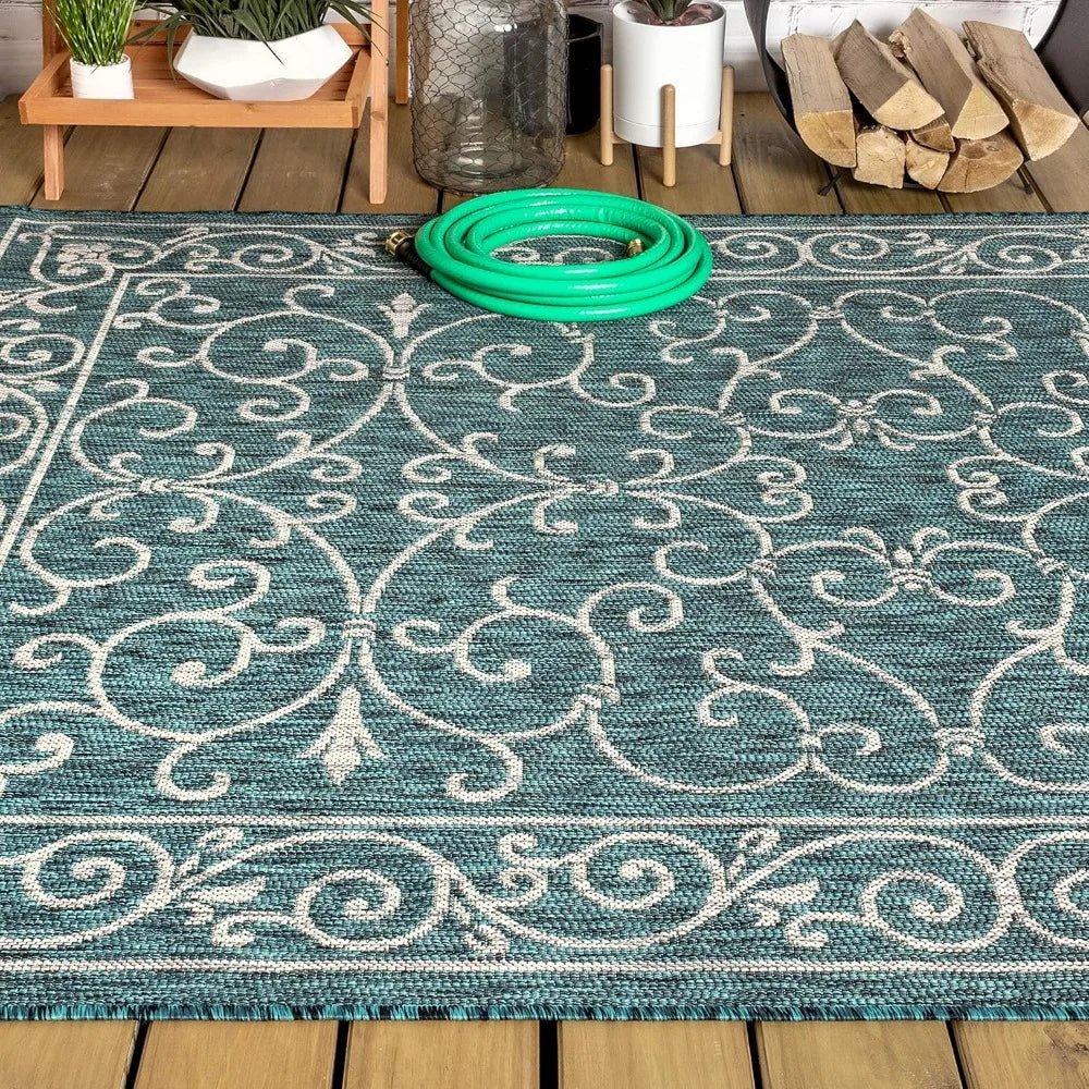 Charleston Vintage Filigree Textured Weave Indoor/Outdoor 8 Ft. X 10 Ft. Area-Rug, Classic,Easy-Cleaning