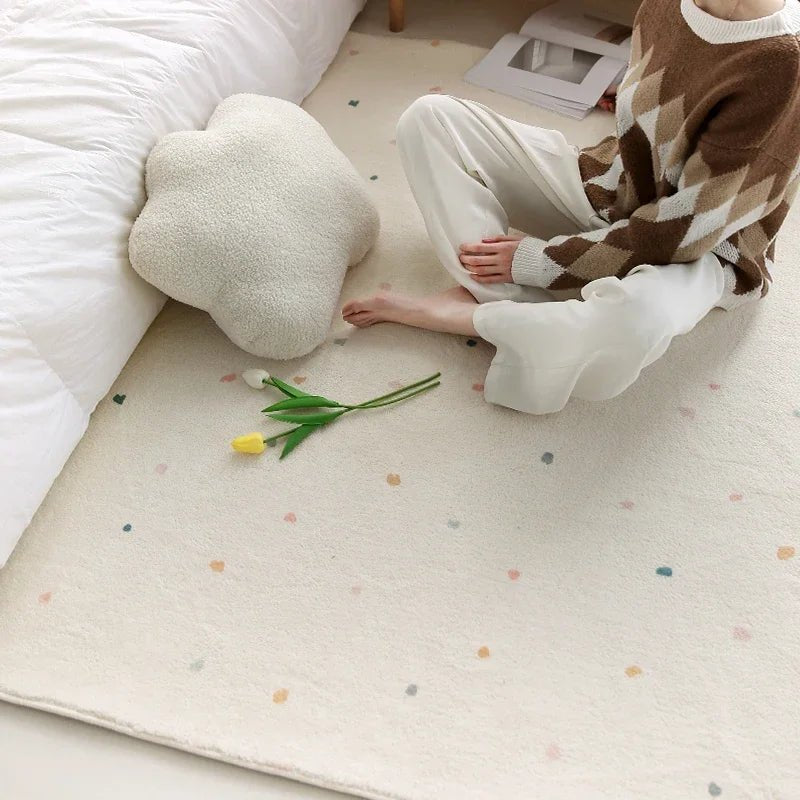 Cream Color Plush Fluffy Cute Children's Crawl Rug