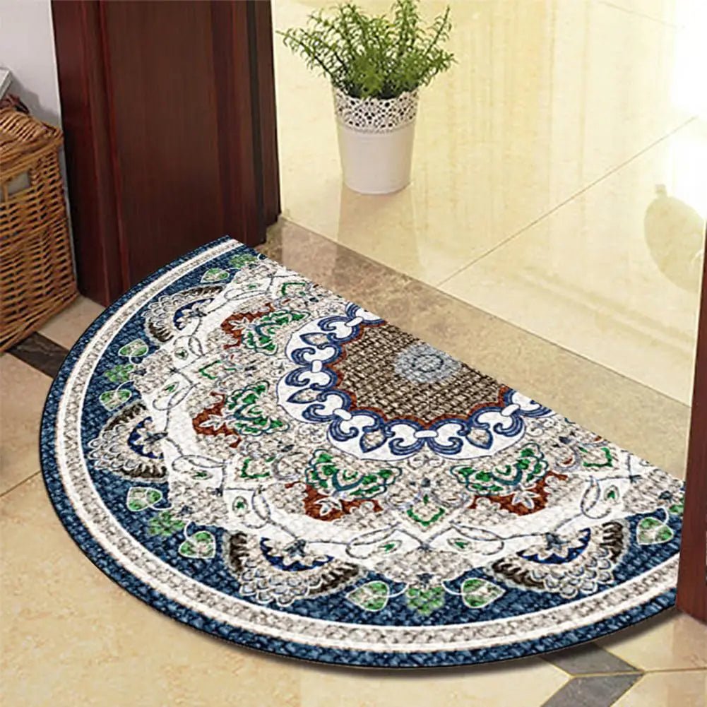 Half Round Water Absorbent Bath Mats Non-slip Entrance Rugs