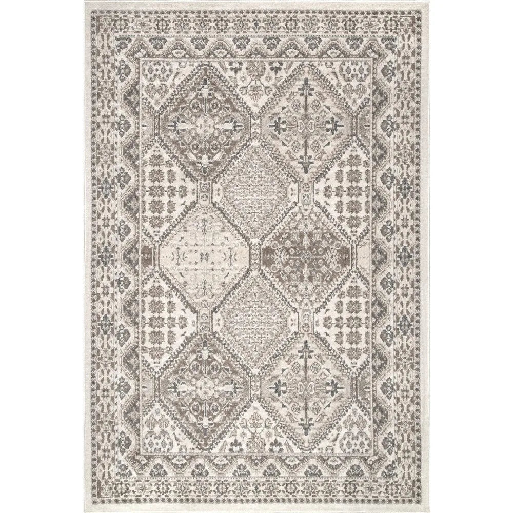 Classic Living Room Decor Beige Becca Traditional Tiled Area Rug - 100% Polypropylene