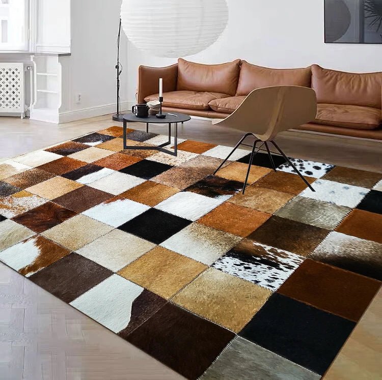 Modern Imitation Cowhide Carpets for Living Room - 100% Polyester