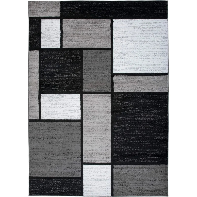 Contemporary Modern Boxes for Home Office,Living Room,Bedroom,Kitchen Non Shedding Area Rug 12 'x 15' Gray
