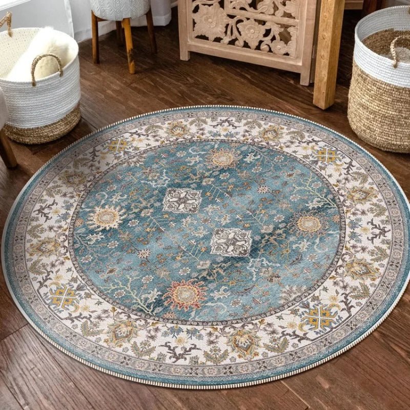 Foldable Machine Washable Vintage Round Living Room Rugs