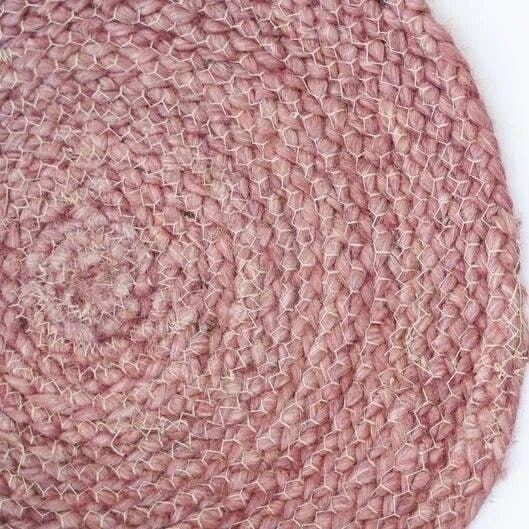 100% Natural Braided Style Vintage Look Pink Round Jute Rug