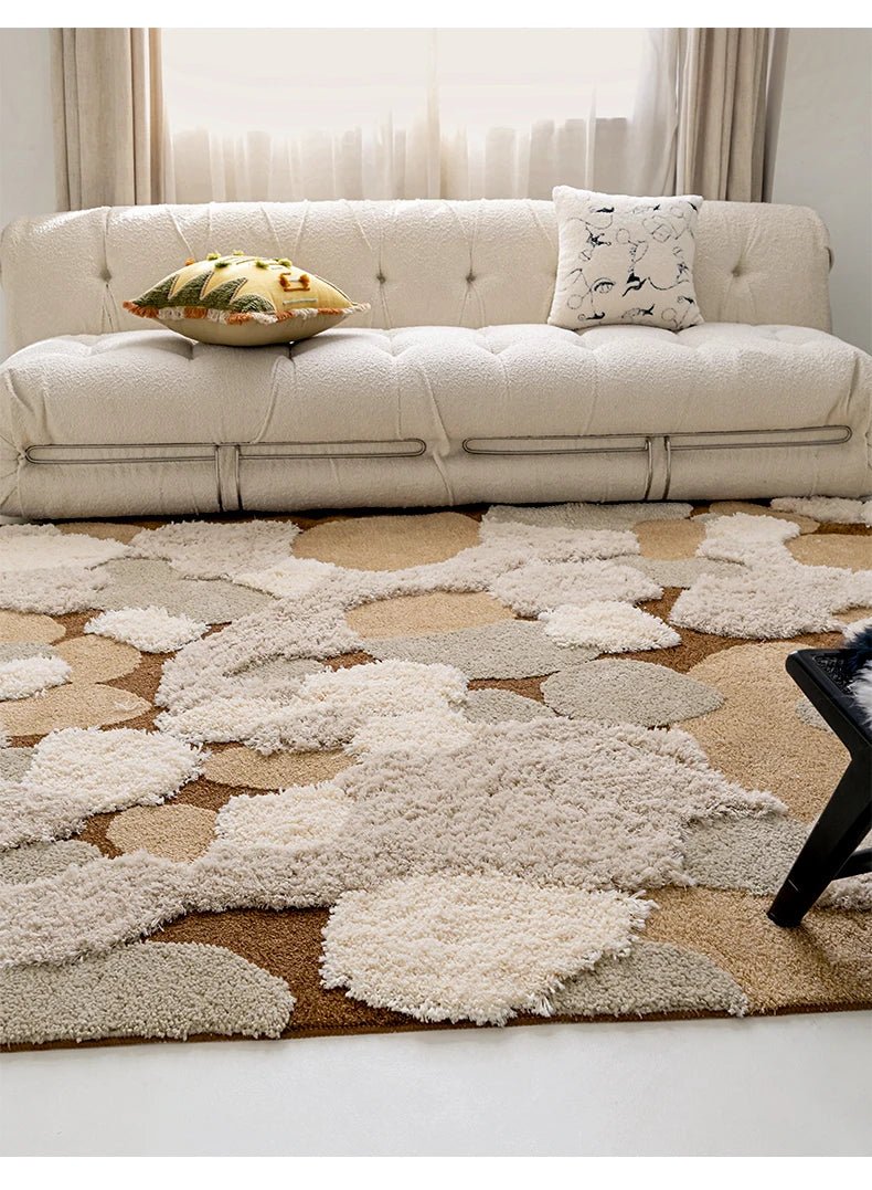 Aesthetic & Fluffy Rectangle Caramel Moss Carpet For Living Room