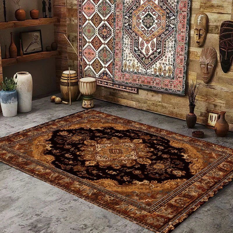 Persian Design Rugs for Living Room - Washable Bedroom Decor Carpet