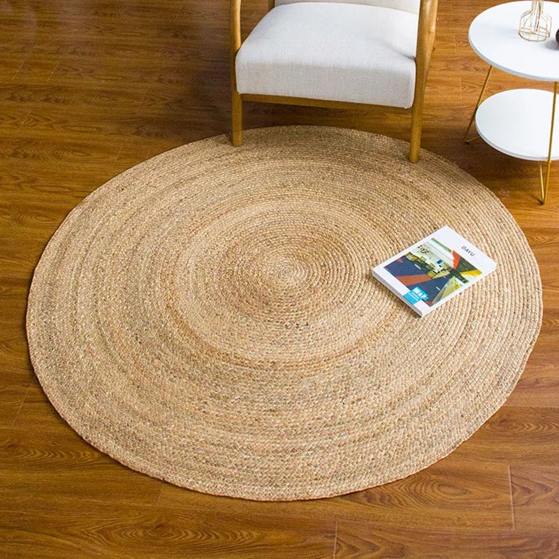 Kitchen Straw Natural Plants Round Carpets For Living Room