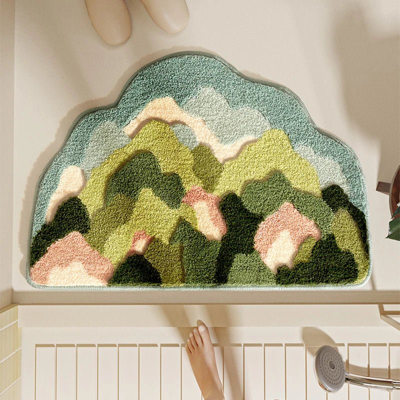 Forest Patterned Flocked Modern Bedside Plush Carpet