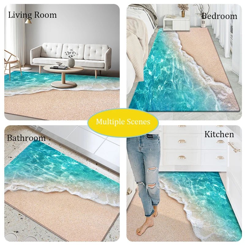 3D Ocean Wave Style Modern Entrance Mat for Home