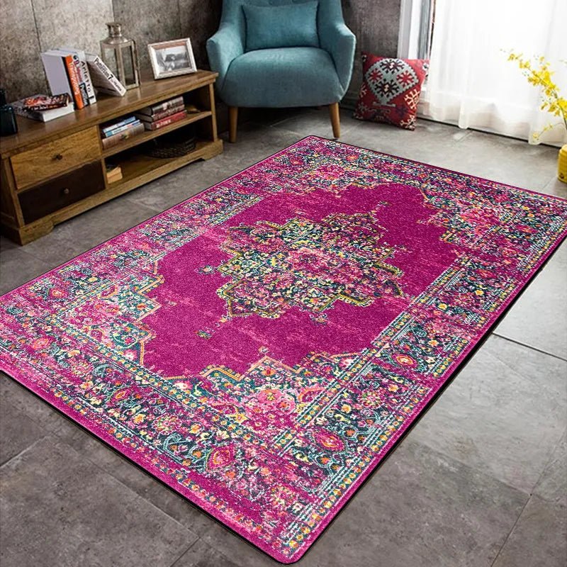 Fashion Retro Pink Purple Geometric Persian Ethnic Style Rugs - PVC Material