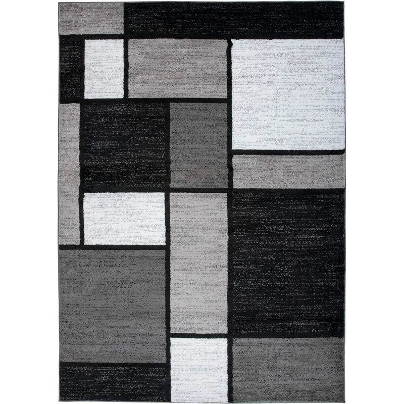 Contemporary Modern Boxes for Home Office,Living Room,Bedroom,Kitchen Non Shedding Area Rug 10 'X 14' Gray