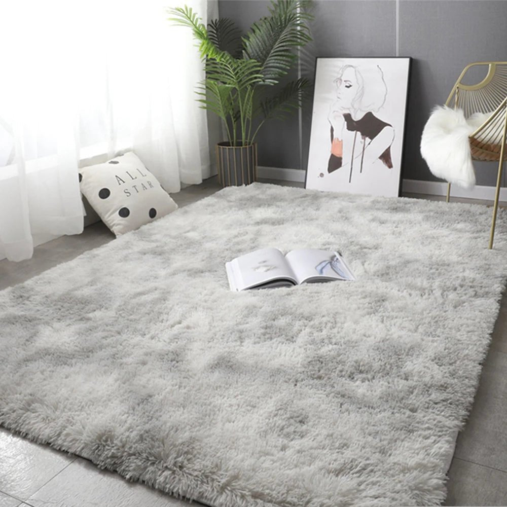 Gray Carpet for Living Room Plush Rug - Fluffy Anti Slip Kids Room Decor