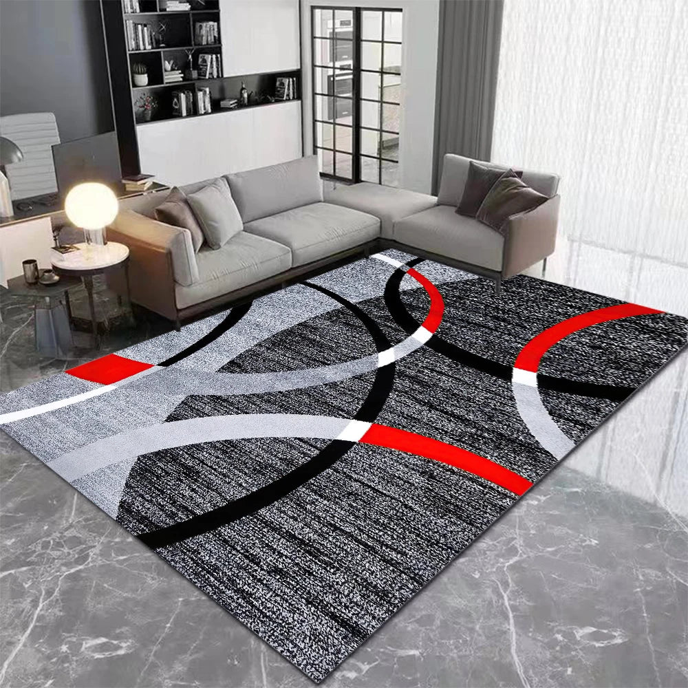 Abstract Geometric Swirls Carpet for Living Room - Flannel (Polyester)