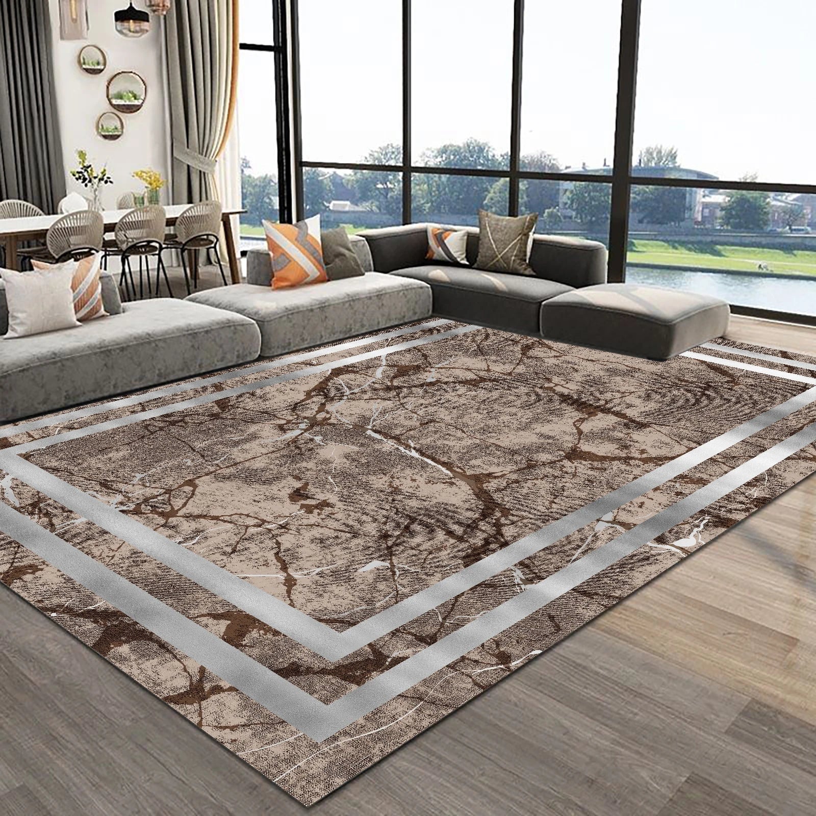 Luxury Europe Living Room Carpets Geometric Gold Rugs for Bedroom