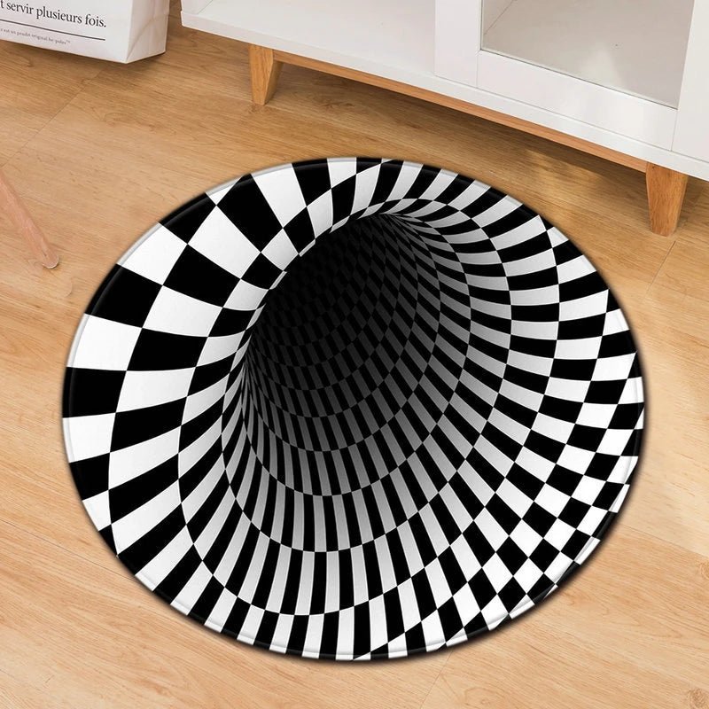 Modern Black Hole Print Pattern Round Rug - Geometric Home Decor