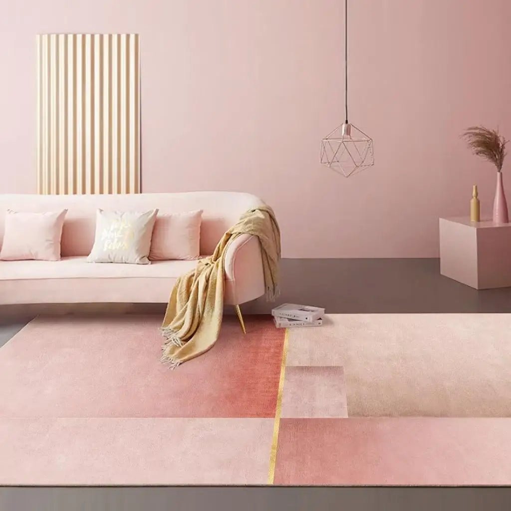 Fluffy Soft  Modern Minimalist Geometric Pink Floor Rug