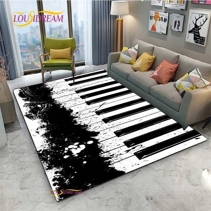 Vintage Black Music Notes Vinyl Carpet for Multi Use