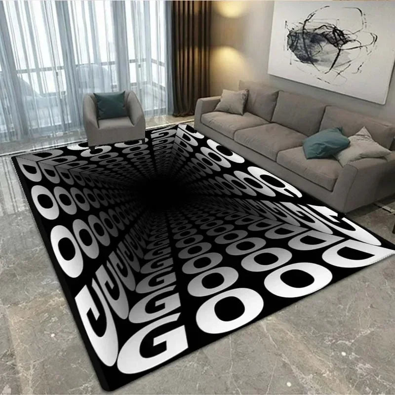 Abstract Geometric 3D Vortex Illusion Entrance Floor Mat