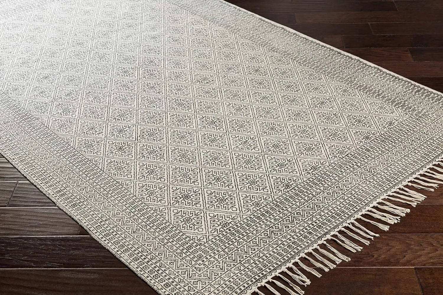 Moroccan Farmhouse Bedroom Cotton Area RUG - No Pile Hand Woven