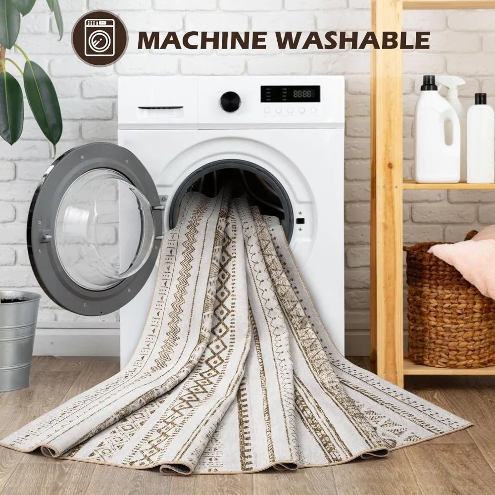 Machine Washable Soft Large Area Rug with Anti-Slip Backing Stain-Resistant