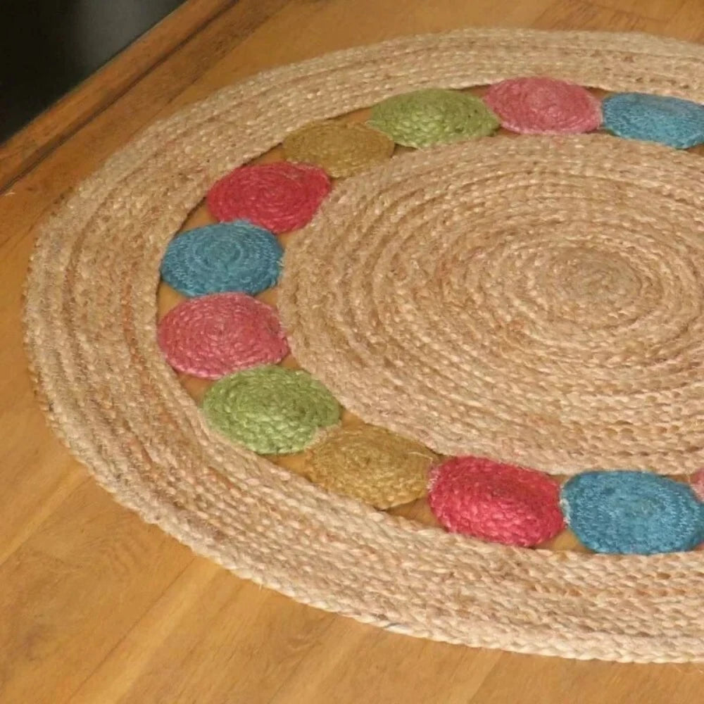 Round Design 100% Natural Jute Hand Braided rug