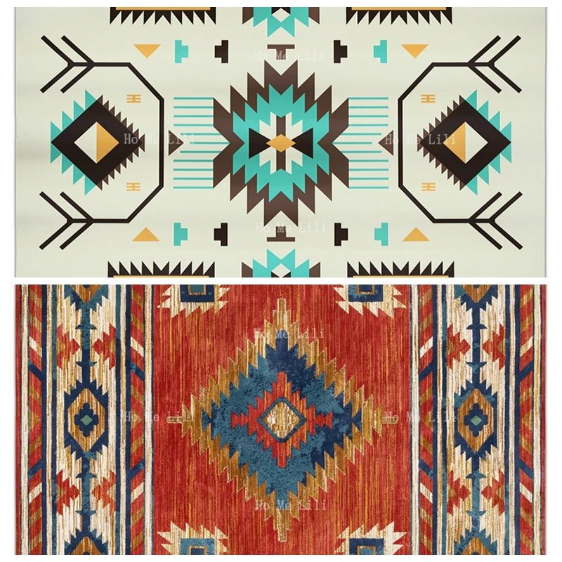 Indian Feathers Bohemian Southwestern Traditional Medallion Area Rugs