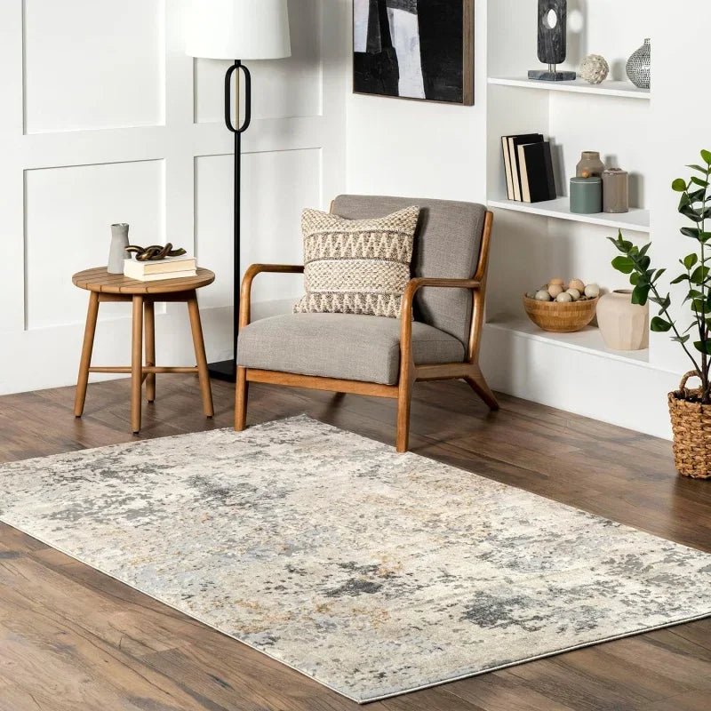 Retro nostalgia abstract area rug featuring old furniture design