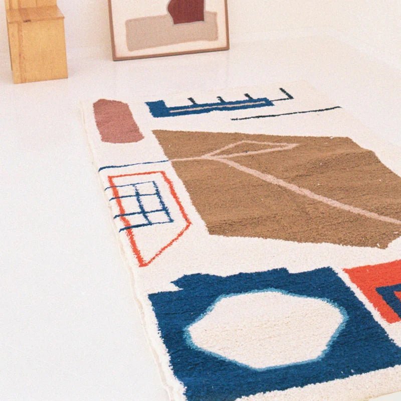 Ethnic Style Plush Floor Carpets for Living Room - Minimalist Art