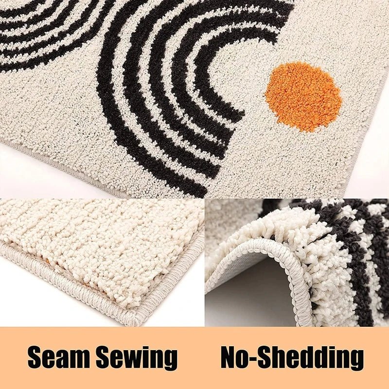 Inyahome Boho Luxury Soft Bath Rugs for Bathroom Microfiber Soft Non-Slip Bath Mats for Tube Washable Bath Carpet Plush Fluffy