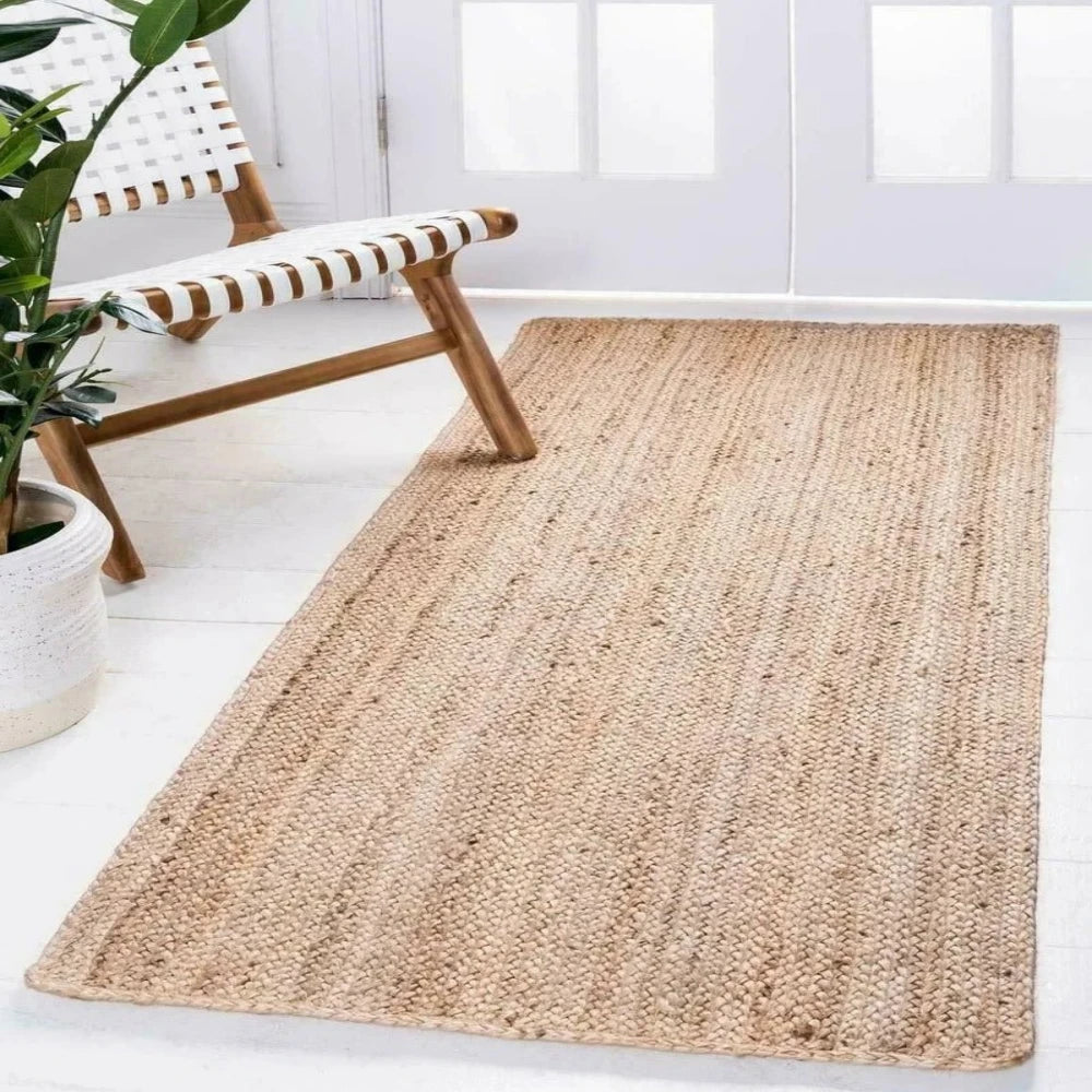 Natural Braided Jute Rug  Reversible Modern Living Area Outdoor Rugs