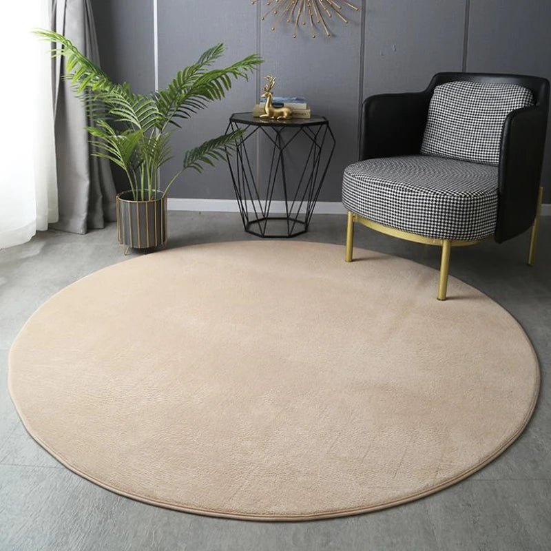 Gray Coral Velvet Carpet Round For Home Living Room - Home Interior