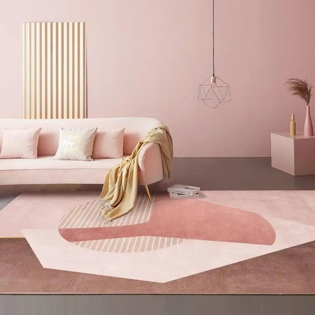 Fluffy Soft  Modern Minimalist Geometric Pink Floor Rug