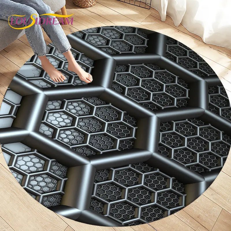 3D Abstract Geometric Visual Illusion Area Rug - Home Decor