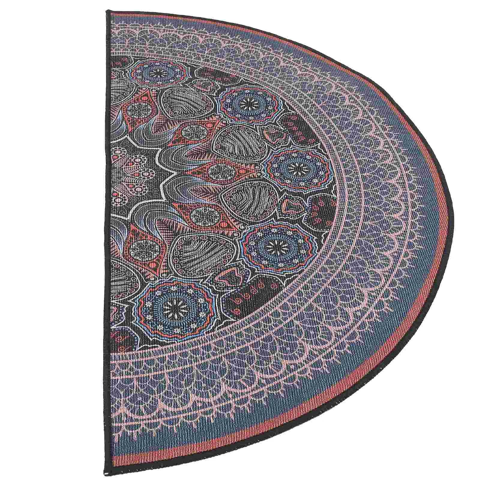 Bohemian Style Mandala-patterned Half Round Rug