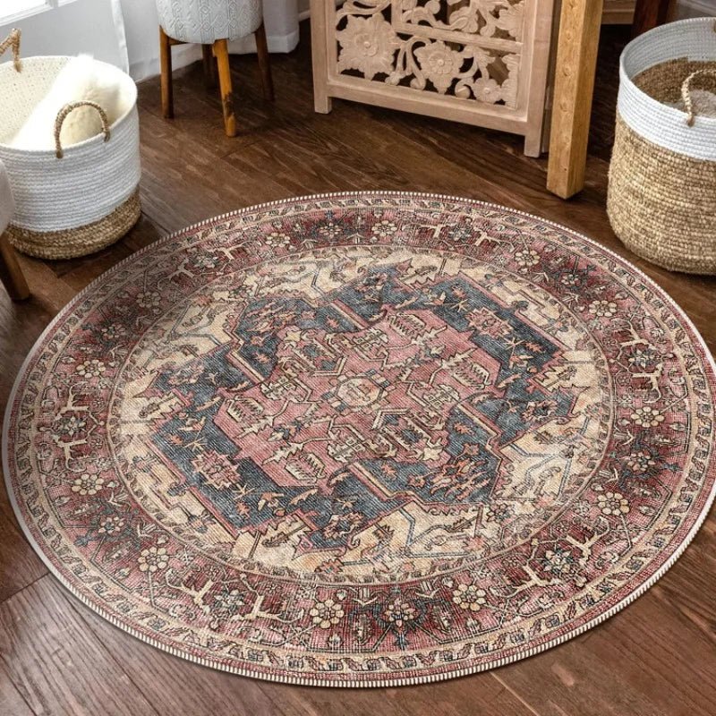 Foldable Machine Washable Vintage Round Living Room Rugs