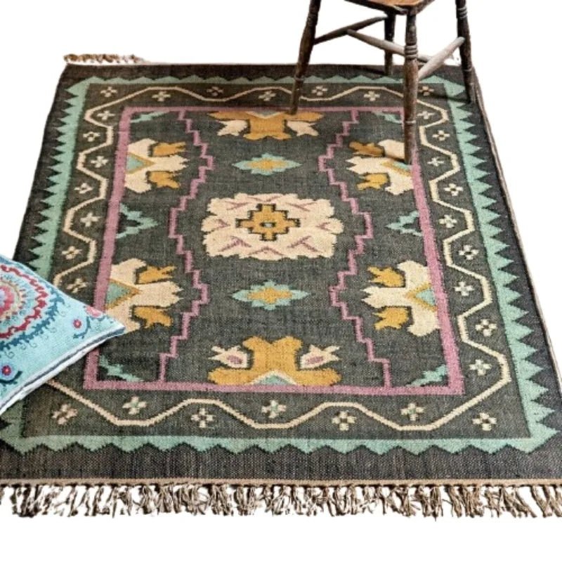 Rug Wool Jute Home Decor Area Rug Handwoven Traditional Runner Area Carpet