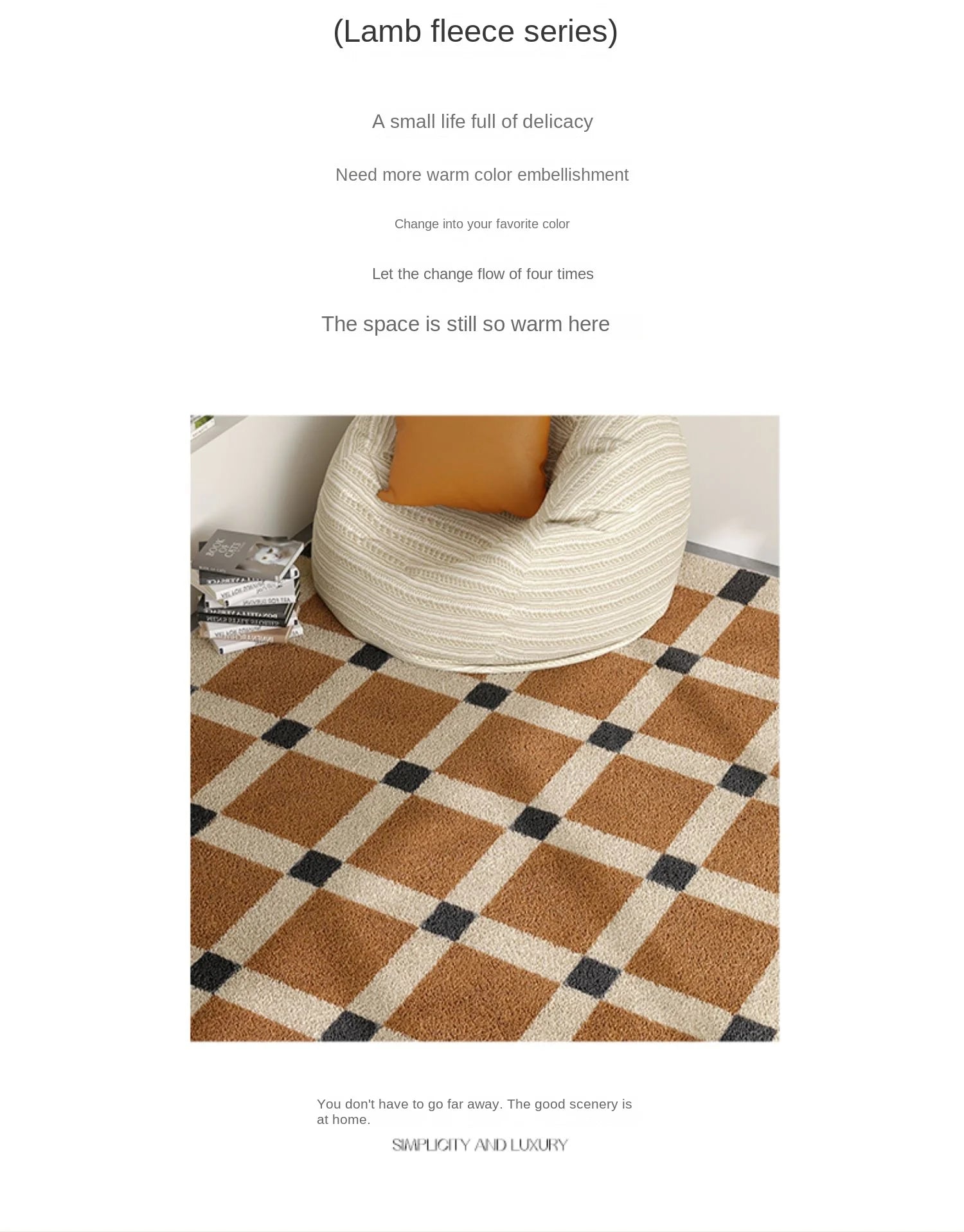 Retro Plaid Living Room Nordic Style Geometric Rug