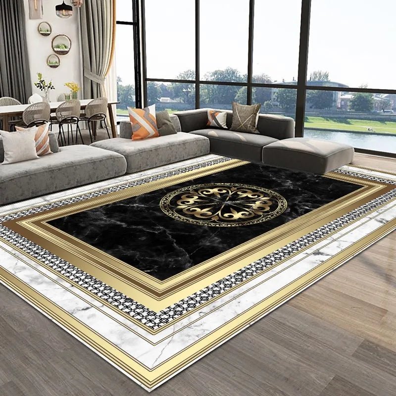 Luxury Europe Living Room Carpets Geometric Gold Rugs for Bedroom